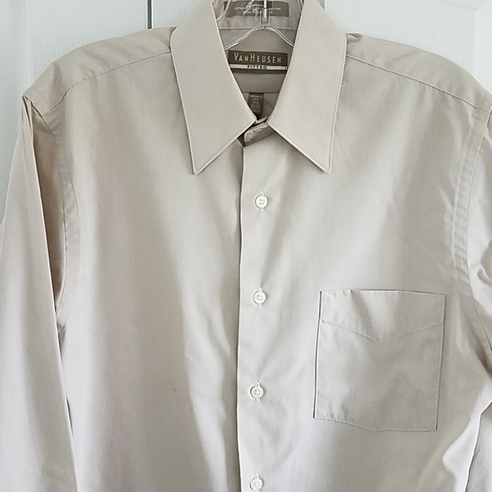 Mens S Light Taupe Dress Shirt Long Sleeve